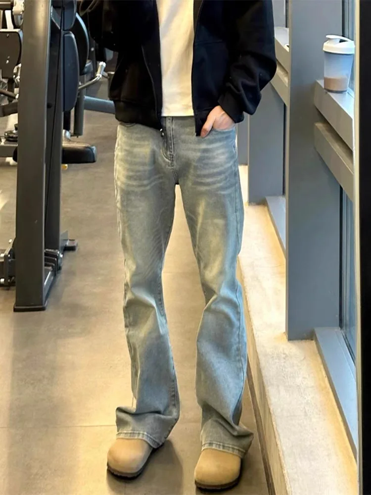 

Мужские джинсы Cleanfit светло-голубые, весна-осень, в американском ретро-стиле, прямые, с легким расклешением, скинни