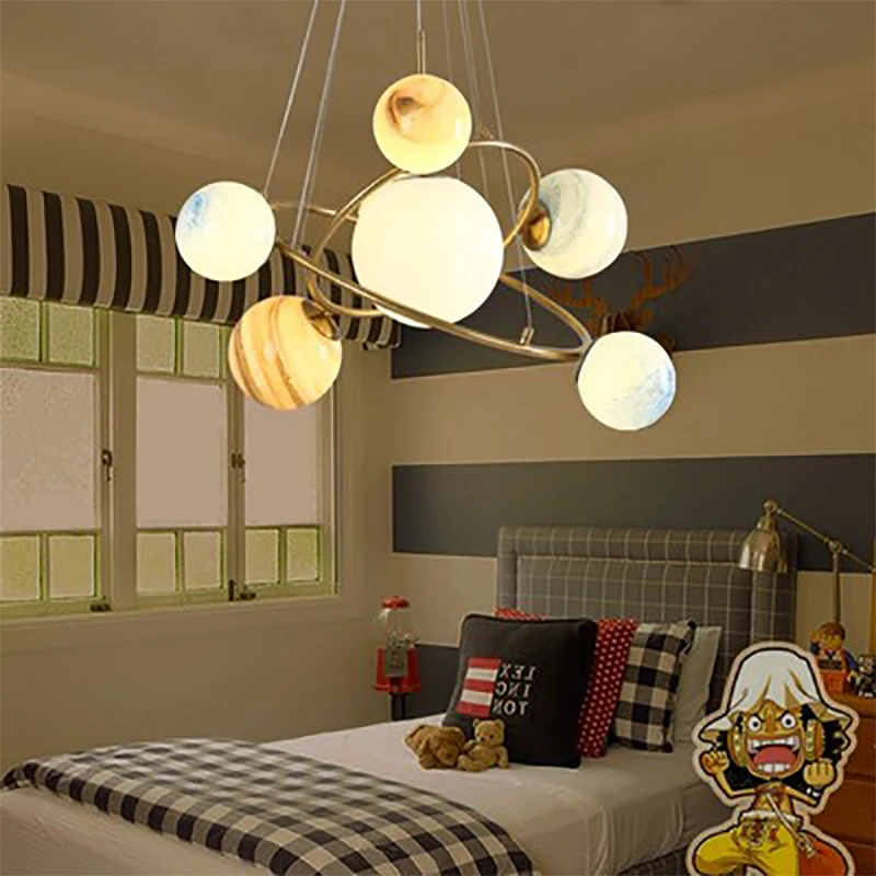 Children\'s Room Chandeliers for Boys Girls Bedroom Planet Lights Nordic Creative Nursery Baby Room Decor Chandelier AC 85 260V