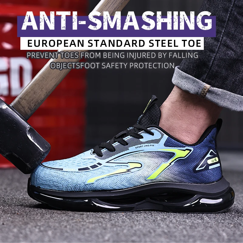 EOCENE Lightweight Work Boots for Men - CE Certified Steel Toe with Breathable & Anti-Puncture Sole Work Shoes Durable