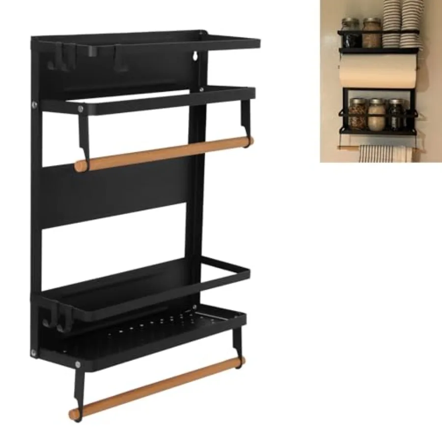 

Магнитная складная полка для гаража 2-в-1 с держателем для бумажных полотенец и полкой для хранения, сверхпрочный держатель для бумажных полотенец