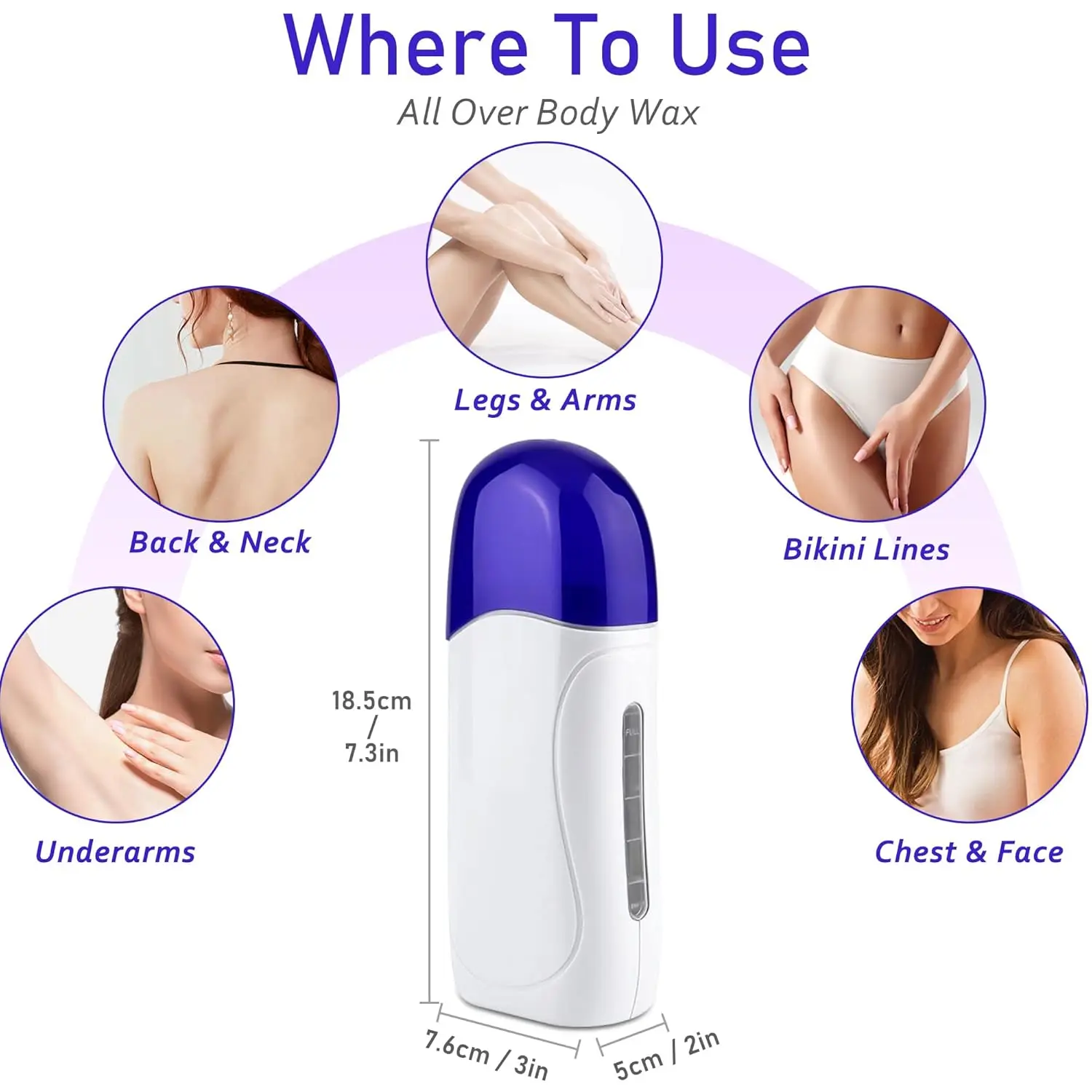 YIKOOLIN Wax Heater Roll On Roll on Wax Hair Removal ​Roller Waxing Portable ​Wax Heater Machine for Women & Men