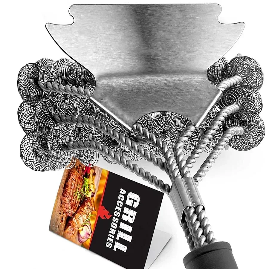 

1/2PCS Grill BBQ Brush Clean Tool Grill Accessories Stainless Steel Bristles Non-stick Cleaning Brushes Barbecue Accessories