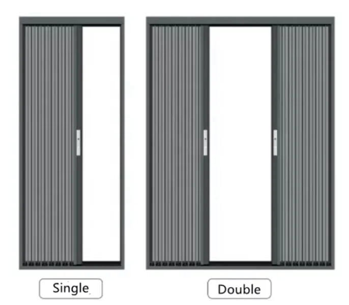 Moskitonetz mit Rahmen aus Aluminiumlegierung. Doppelt klappbare, einziehbare Sichtschutztür mit Fliegengittern