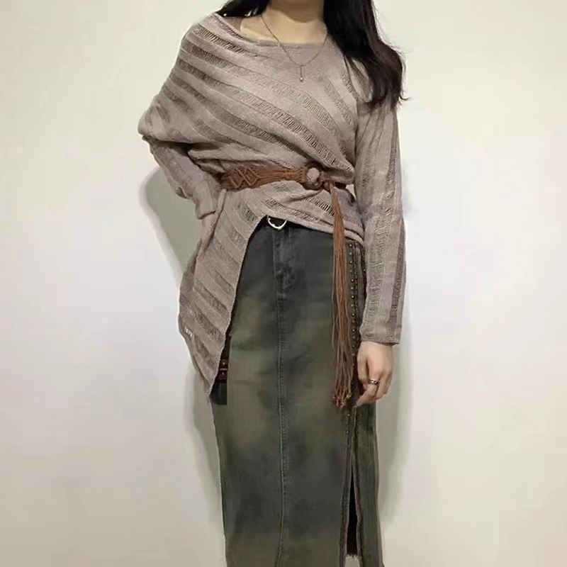 1Pc Weaving Tassel Waist Rope For Women Versatile Dress Decoration Korean Knotted Thin Waist Rope Wax Thread Knotted Waist Belt.