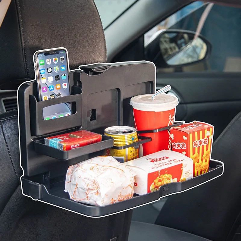 For Car Back Seat Food Tray Drink Cup Cell Phone Holder Shelf Back Seat Tray Auto Dining Folding Table Car Interior Accessories