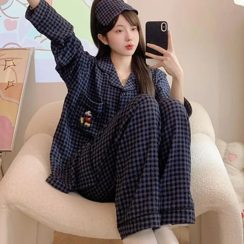 

New Style Women's Long Sleeved Home Wear Two Piece Set Kawaii Spring Autumn Girls Trousers Cardigan Set Cartoon Pajamas Set Tops