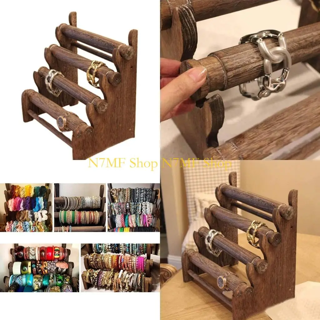 

N7MF 4 Tiers Watch Holder Vintage Jewelry Bangle Necklace Display Stand