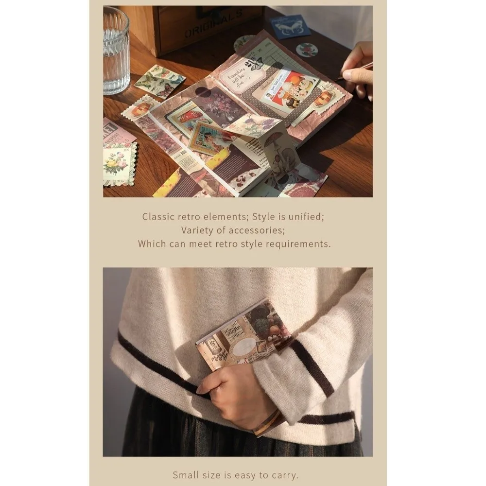 

155Pcs/set Thickened Handbook Gift Box Set Literary Sticky Note Card Paper Vintage Notebook Set Collage Stickers Exquisite