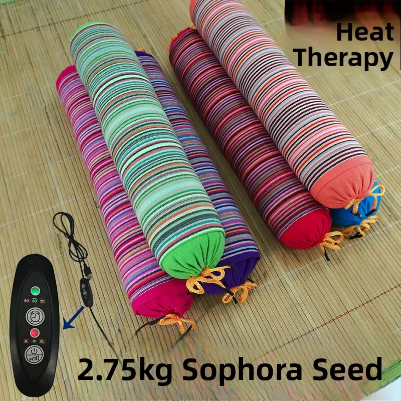 Heated  Filling Neck Pillow Long round Yellow Bean Buckwheat Hulls Special Care Therapy Repair Candy Shape Pillow Core
