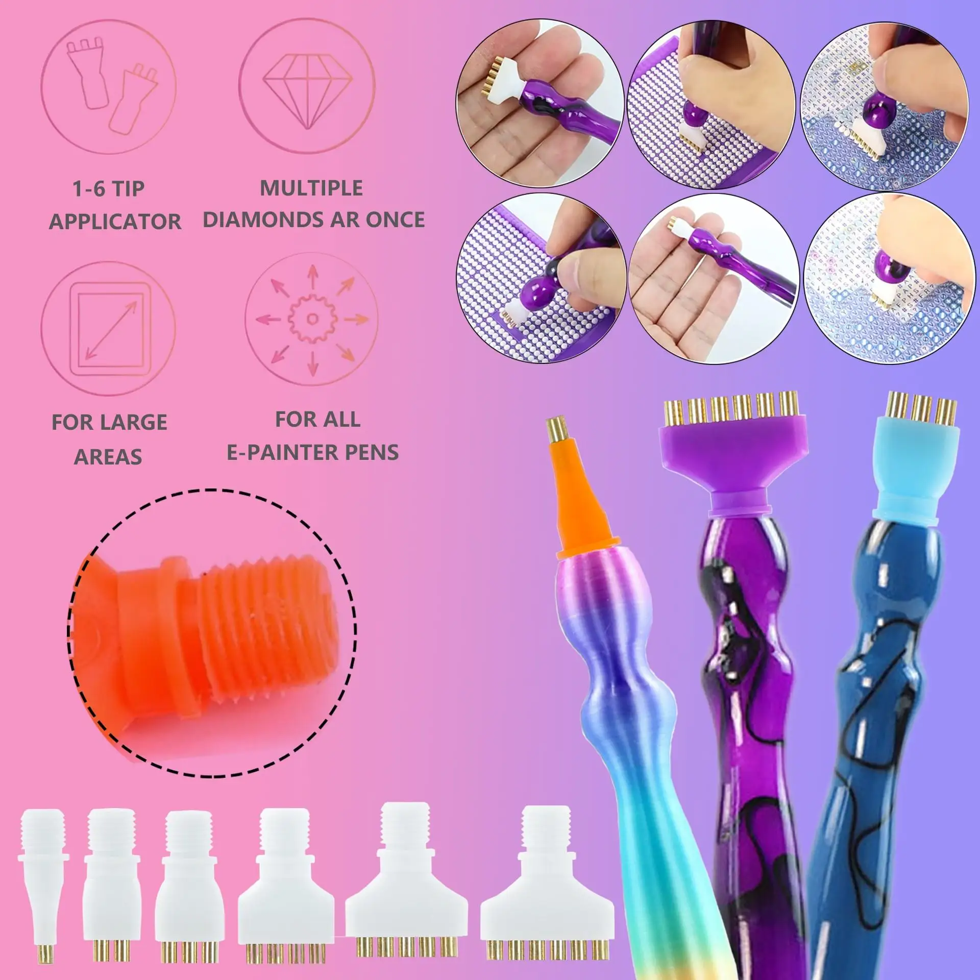 1/2/3/4/5/6 Diamond Painting Vacuum Pen Tip Set Tools, Vacuum Diamond Painting Pen Replacement Kit: Includes 6 Replacement Pen Tips - view 6