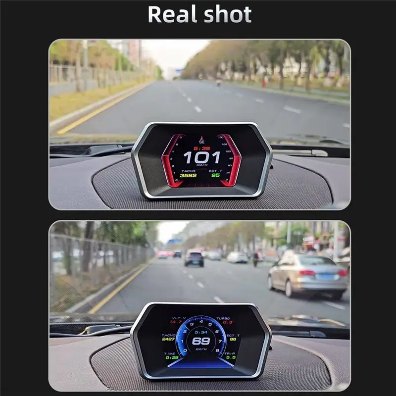 A99F-P17 HUD Head Up Display Car Display OBD2 GPS Car Computer Digital Speedometer Voltage Water Oil Temp Gauge
