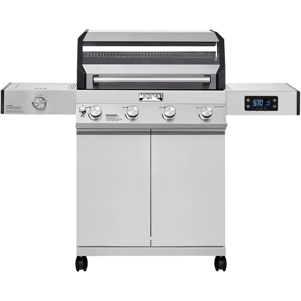 

4-Burner Liquid Propane Gas Smart Bbq Grill Stainless Steel with Smart Technology, Side Burner and Knob Controls 60,000 BTUS