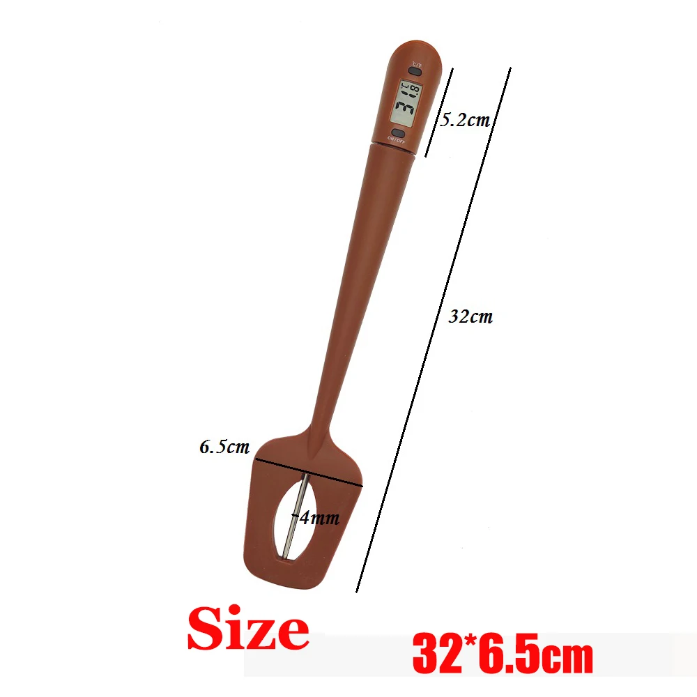 2 in1 Water Oil Milk Coffee Thermometer Barbecue Meat -50°c~300°c Kitchen Silicone Chocolate Spatula Cream Scraper Baking Tool