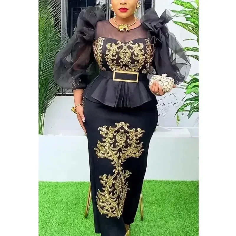 فساتين سهرة بمقاسات كبيرة للنساء فستان ترتر أفريقي فاخر أنيق لحفلات الزفاف الربيعية فستان طويل ملابس أنقرة للسيدات #3