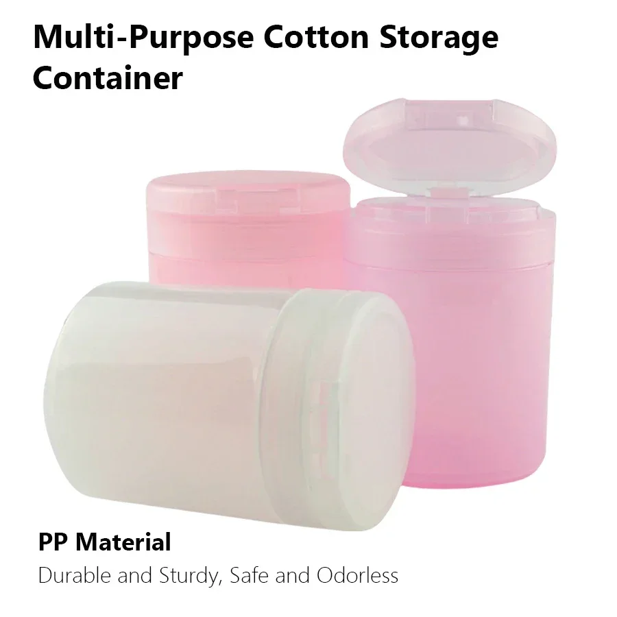 Cotton Balls Organizer Nail Cotton Pads Storage Cup with Clip Lid for Nail Polish Remover Cotton Swabs Manicure Makeup Tools
