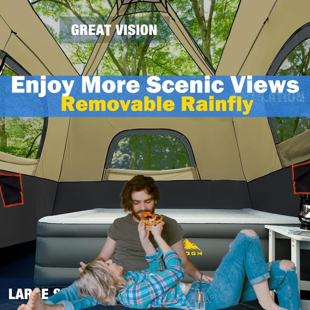 خيمة تخييم سريعة الإعداد تتسع لـ 3/4 أشخاص مع باب واحد وأربعة نوافذ وتهوية معززة ومقاومة للماء وقماش أكسفورد مقاس 8 × 8 × 67 بوصة #3