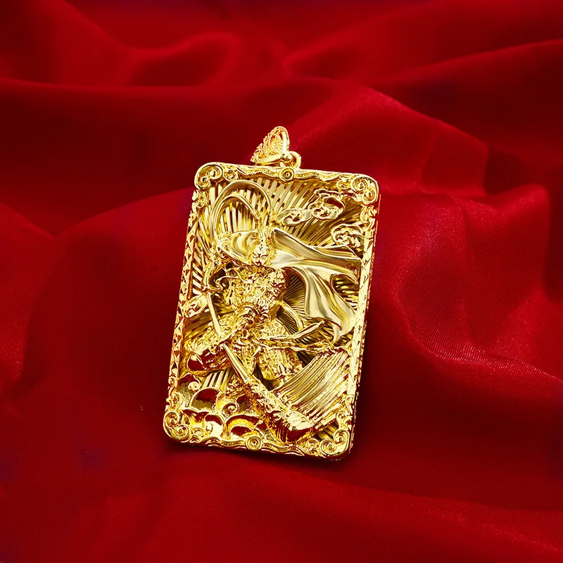 

Tiger Zodiac Tag Domineering Gold AU999 Men's National Trend Great Sage Guan Yu 24k Gold Mazu Necklace Pendant