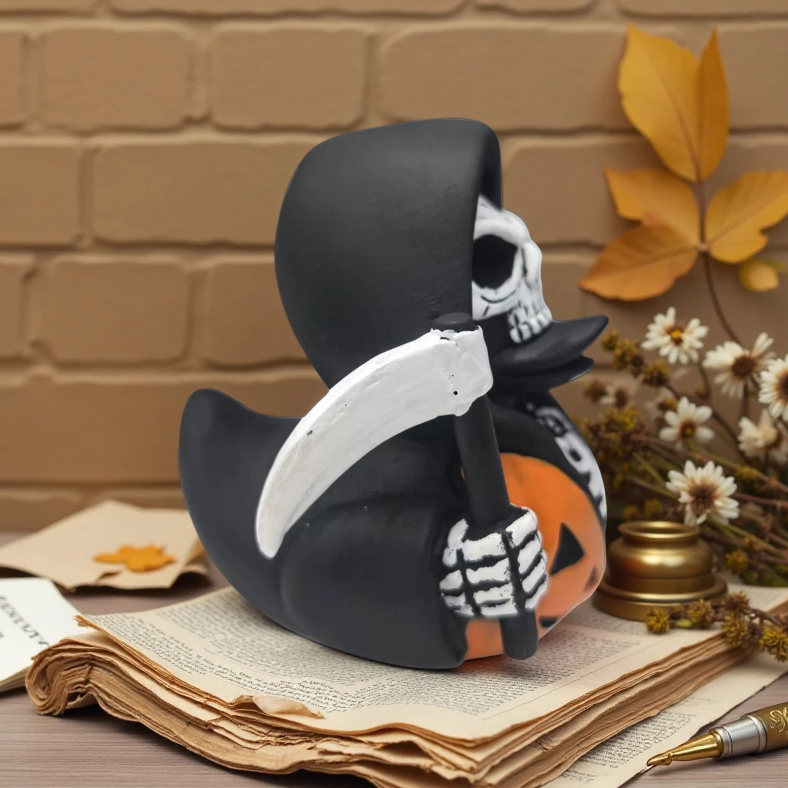 

Halloween Desktop Ornament Creative Sickle Skeleton Duck Craft Ornament For Desk Table 2025 Halloween Party Decoration Gifts