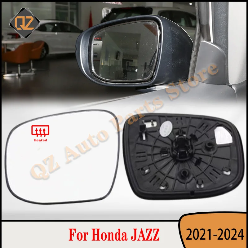 لهوندا جاز 2021-2024 اكسسوارات السيارات الباب الخارجي مرآة الرؤية الخلفية الجانبية عدسات زجاجية عاكسة مع ساخنة
