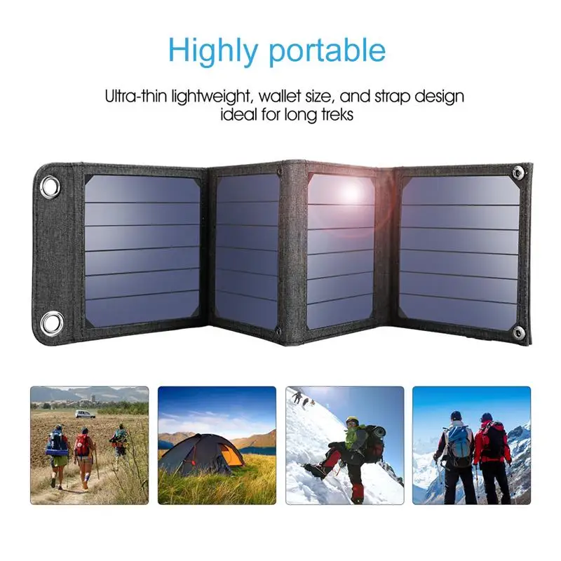 To Solar folding Charger 14W USB Output Devices Portable Waterproof Solar Panels for iPad iPhone X Samsung Smartphones