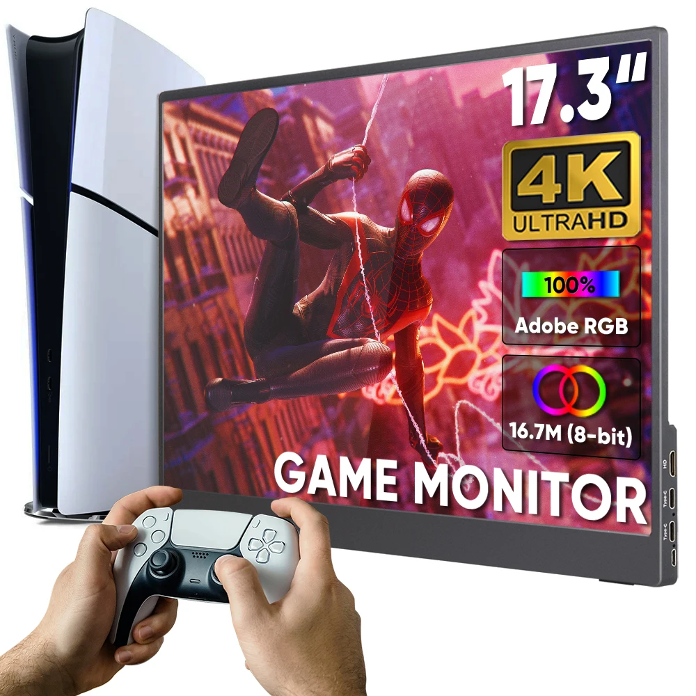 

Factory 17.3 Inch Portable Monitor with 4K IPS LED Eye Care Screen HDR Freesync for Gaming on PC Laptop Phone Xbox