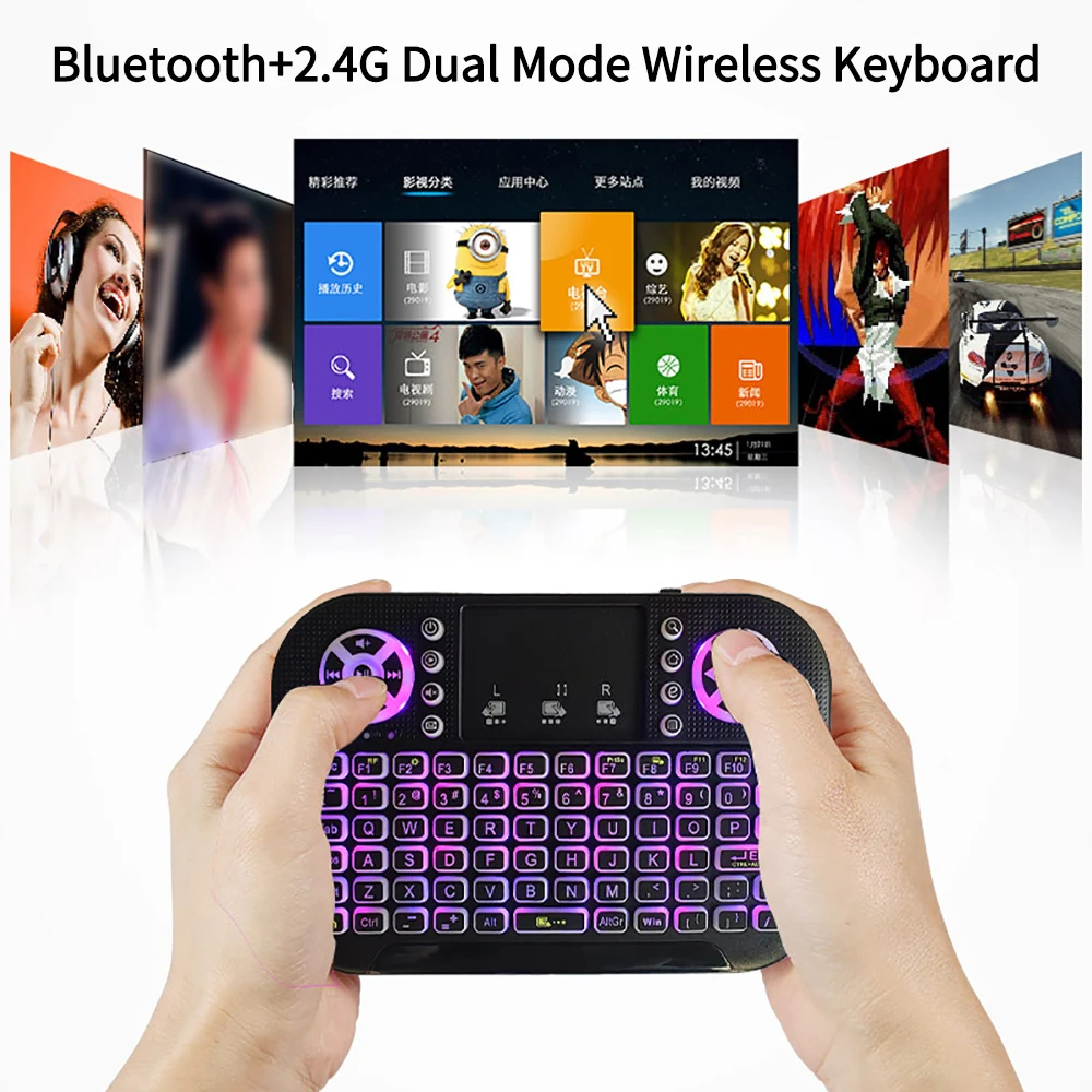 A8 Mini Bluetooth Keyboard 2.4G Dual Mode Handheld Fingerboard Backlit Mouse Touchpad Remote Control for Windows Android TV