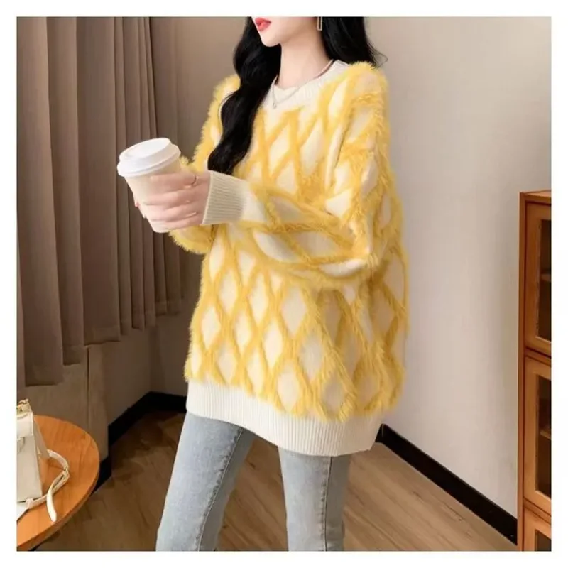 

Autumn Winter 2024 New Chic Pullover Sweater Jacket Women's Out wear Korean Loose Fashion Sweet Long Sleeve Knitt Sweater Tops