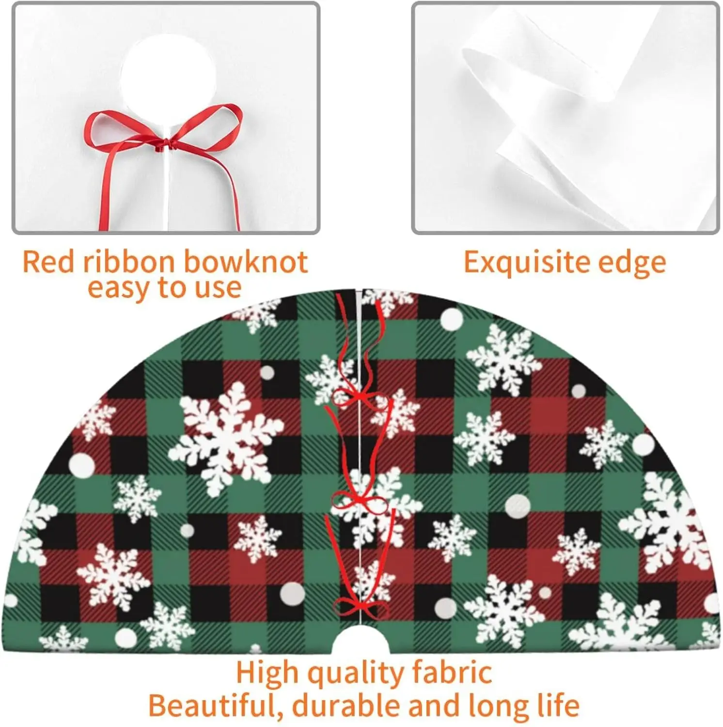 Pequena Saia De Árvore De Natal Branco, Floco De Neve Red Green Buffalo Plaid Xmas Tree Mat, Saias Decorações, 3ft, 4ft, 6 Pé, 36"