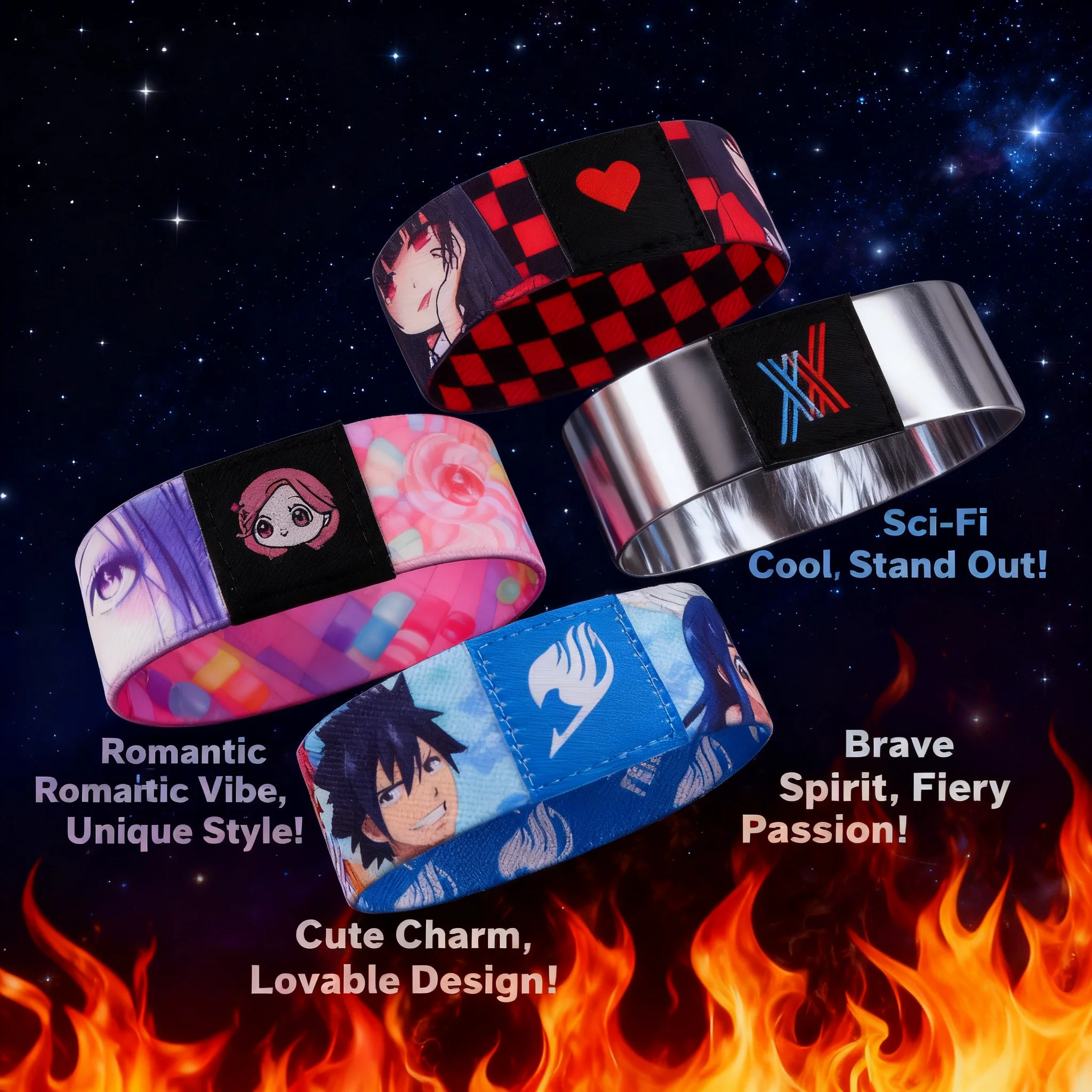 

NANA Anime Fairy Cartoon Elastic Wristband Sports Wrist Guard Bracelet Heat Transfer Short Band Washable Wristband for Men