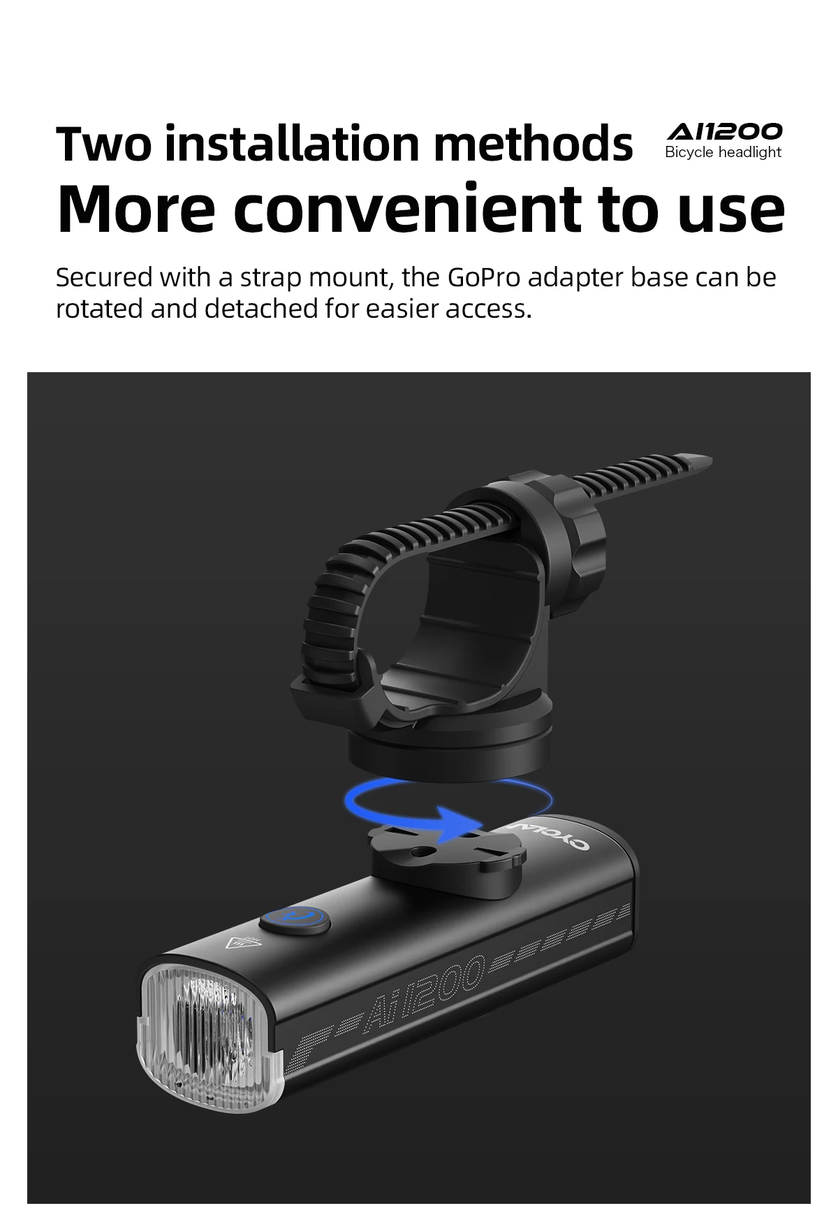 CYCLAMI AI-1200 Bike Headlight MTB Road Bicycle AI 1200 Lumens Front Lamp Night Cycling Portable Flashlight Black Tail Light