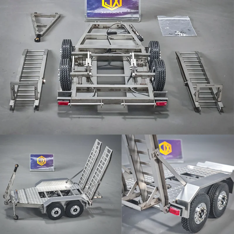 

Металлический двухосевой инженерный небольшой прицеп для радиоуправляемого грузовика Tamiya 1/14 SCANIA 770S VOLVO Mercedes-Benz ACTROS MAN, детали экскаватора