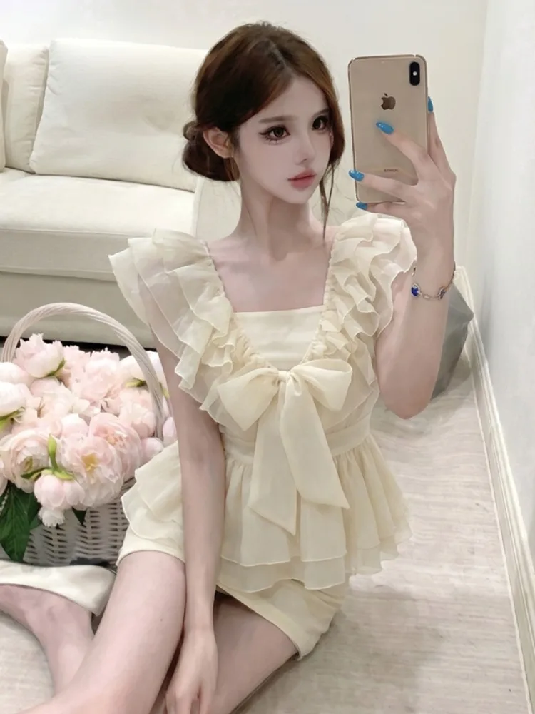 

Gentle Pleated V-Neck Waist-Cinching Slimming Top Women's Summer New Versatile High Waist Bodycon Skirt Pants Set