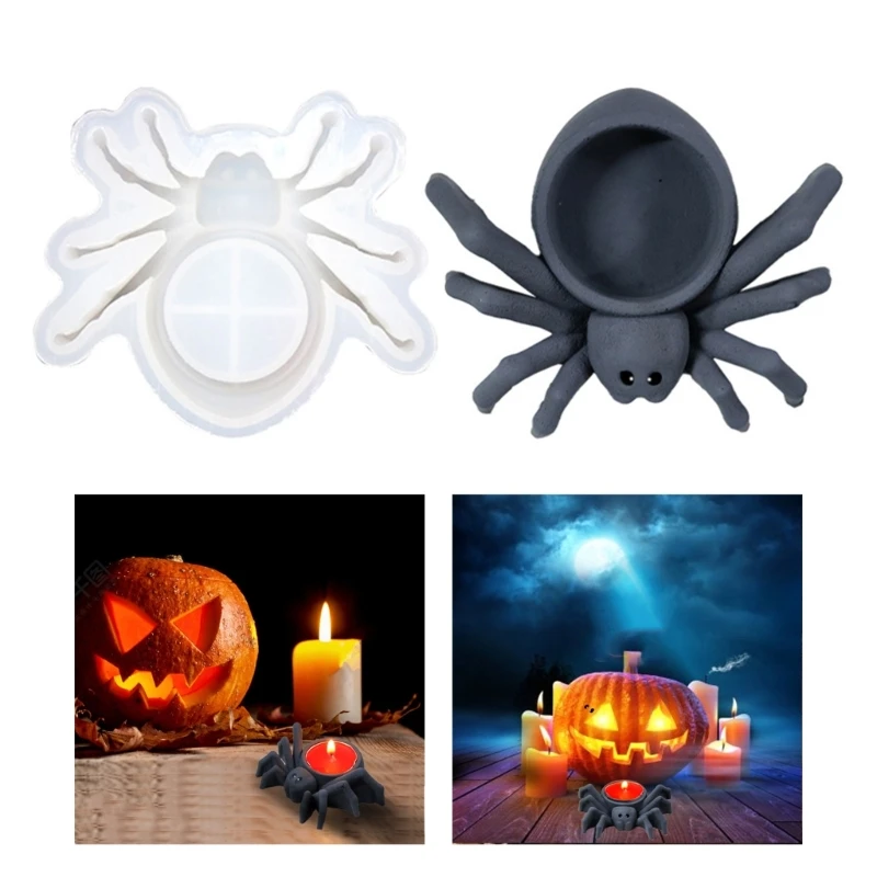 Diy Silicone Candle Holder Mould Handmade Big Spiders Mirror Candlestick Mold For Teas Wax Cup For Blessing Ceremony 517f