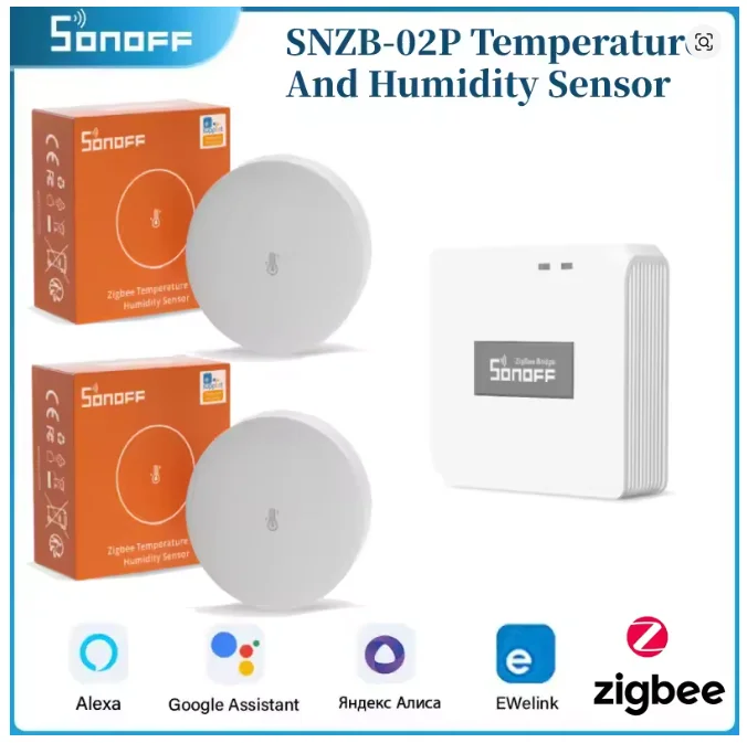 

SONOFF SNZB-02P Датчик температуры и влажности Zigbee Высокоточный монитор Управление умным домом через eWeLink Alexa Google Home