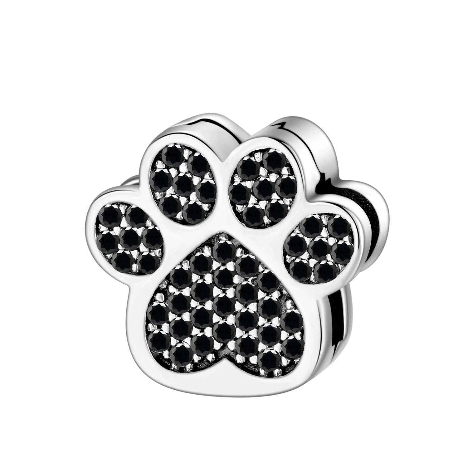 

925 Sterling Silver Black Dog Cat Black Nano Zircon Clip Beads Fit Original Reflexions Bracelet Charms Jewelry making