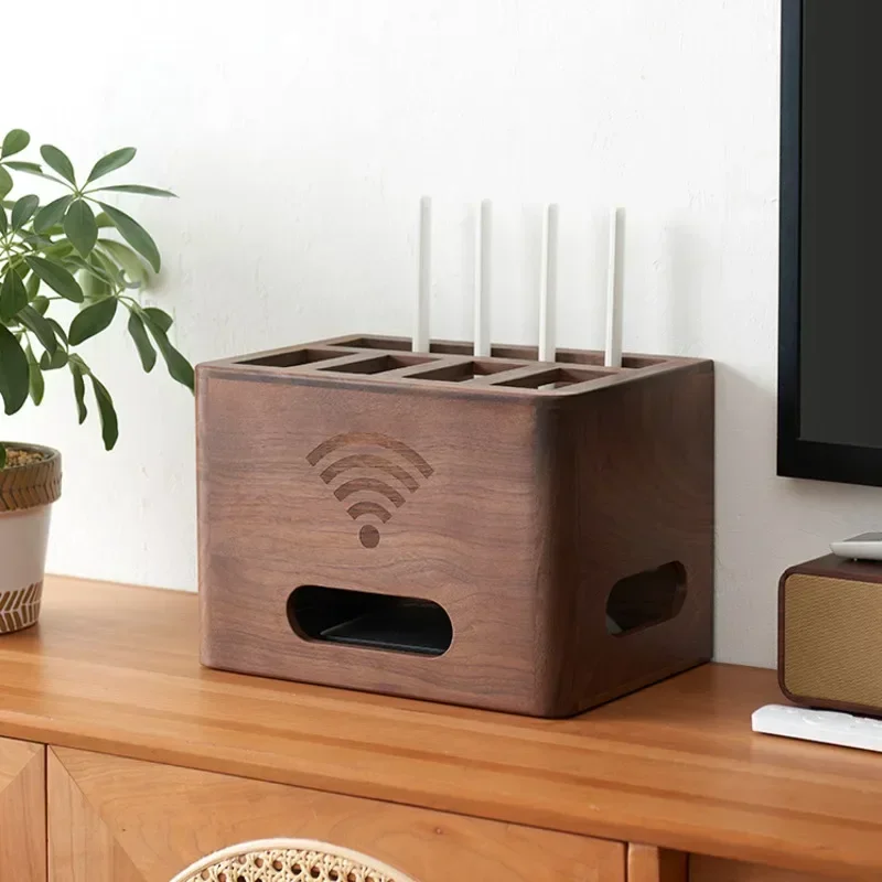 Large Solid Wood Router Storage Box, Cable Organizer for Modem Set-Top Box, Farmhouse Wire Management Tidy Container,