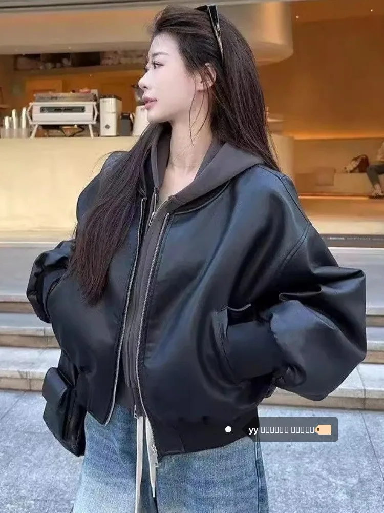 

Женский джат из искусственной кожи в стиле ретро, свободный мотоциклетный джет, зимняя мода, элитная повседневная уличная одежда Sensation