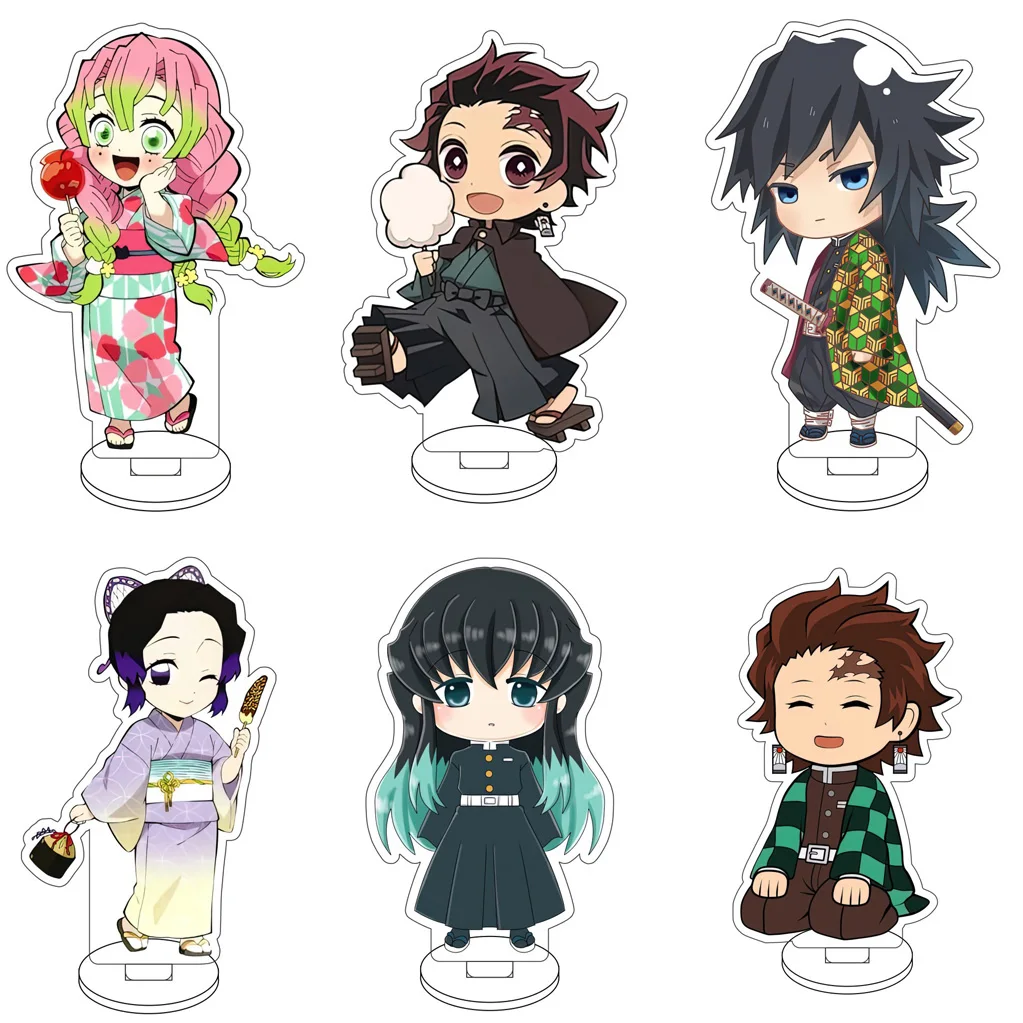 10CM Anime Demon Slayer Kamado Tanjirō Kamado Nezuko Kanroji Mitsuri Cosplay Acryl-Figur Ständer Niedliche Geschenke Dekorationen