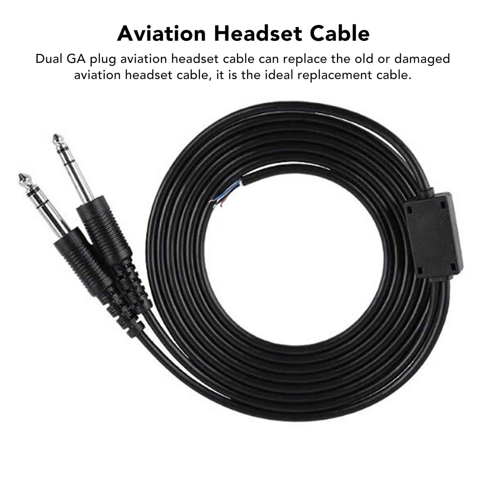 Aviation Plane Aviation Headset 6.6ft Replacement Cable For David Clark Avcomm Pilot Dual Ga Plug Aviation Pilot Headset