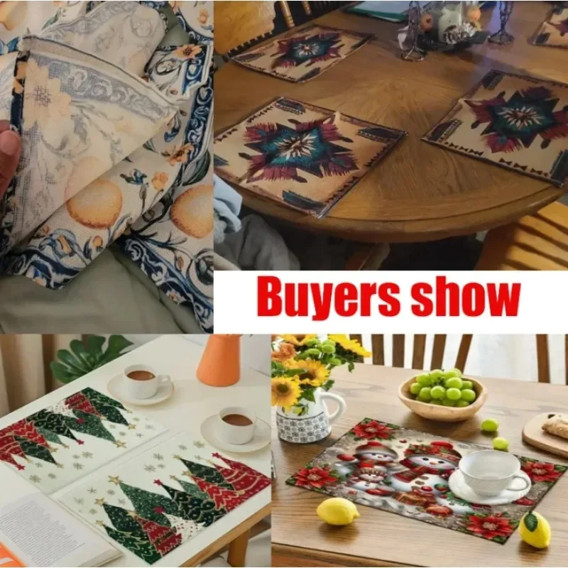 عيد ميلاد سعيد الطباعة تحديد الموقع مقاوم للماء عطلة طاولة طعام حصيرة قابل للغسل تحت عنوان المطبخ استخدام للديكور أدوات المائدة الاحتفالية