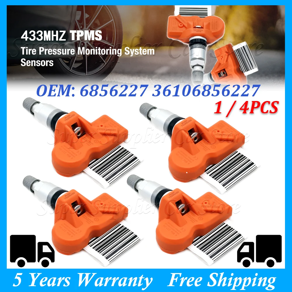 

TPMS 433MHZ Tire Pressure Sensor 6856227 6874829 6790054 For Alpina 6 7 BMW E80 E90 F07 F12 F01 E84 F25 E70 E71 Mini R55 R58 R59