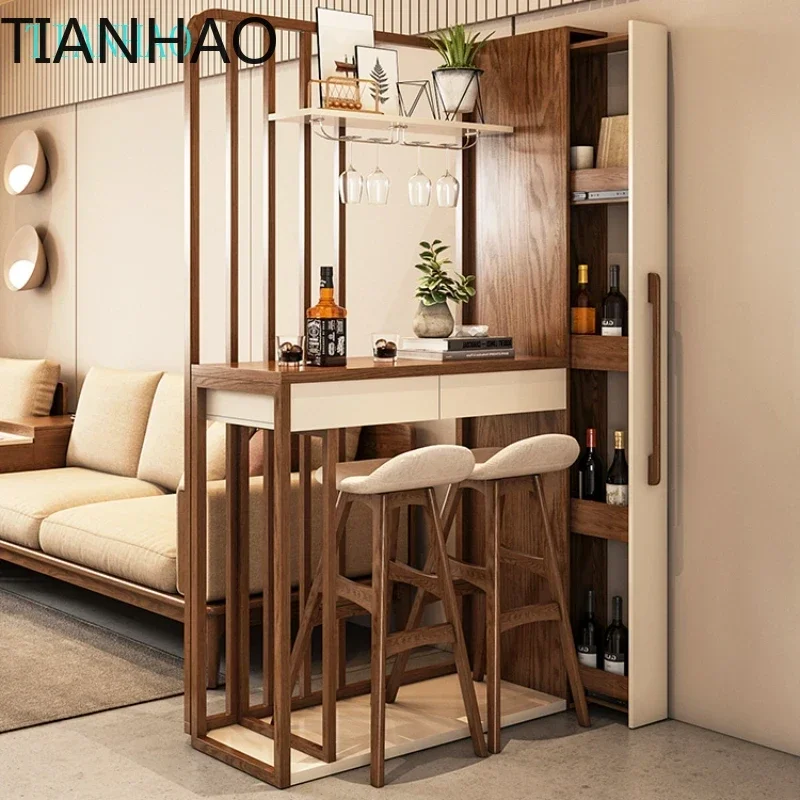 Solid Wood Bar Counter Porch Corner Small Bar Living Room Divider Storage Entrance