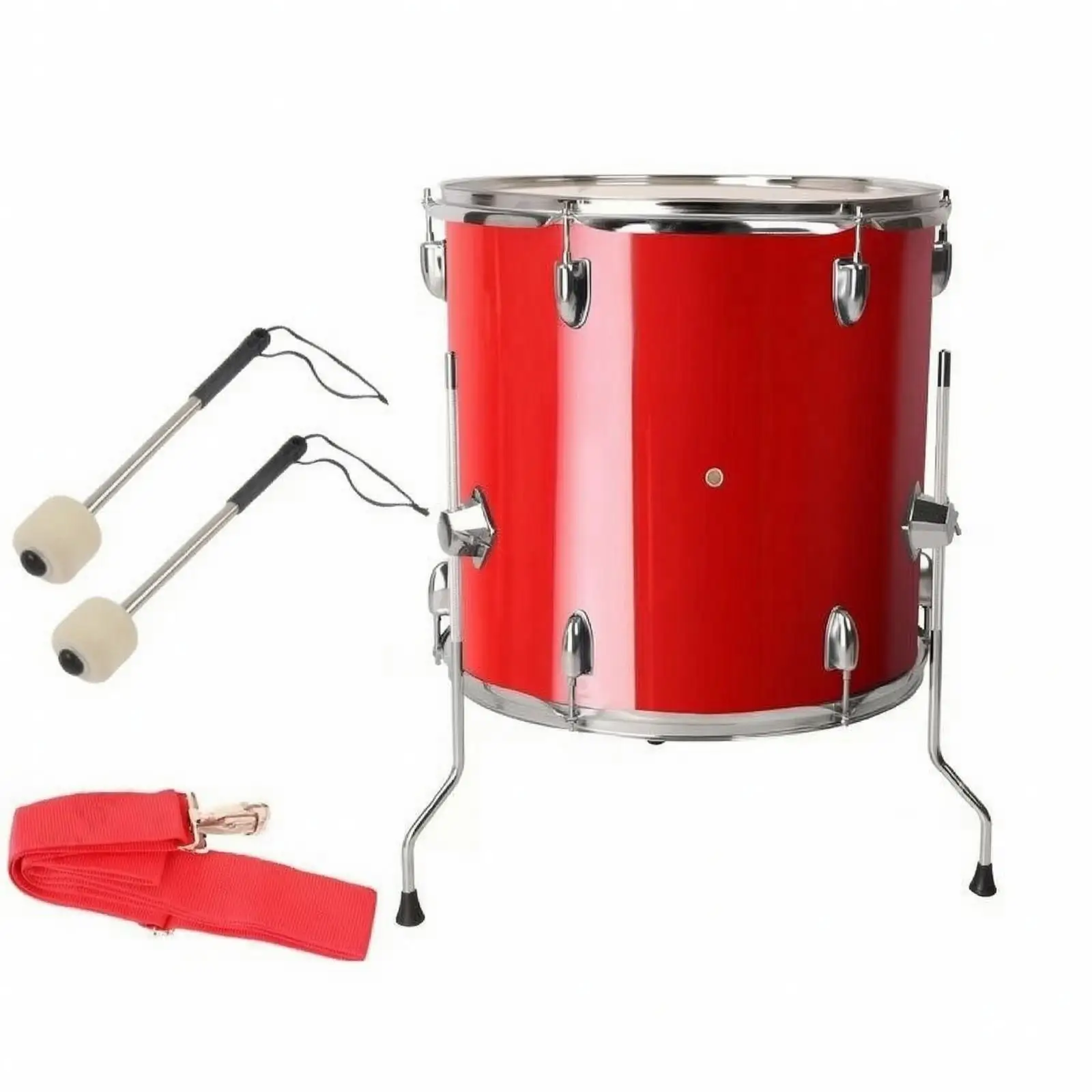 Durable Cheering Marching Drum with Reflective Shell and Floor Support for Pep Nights
