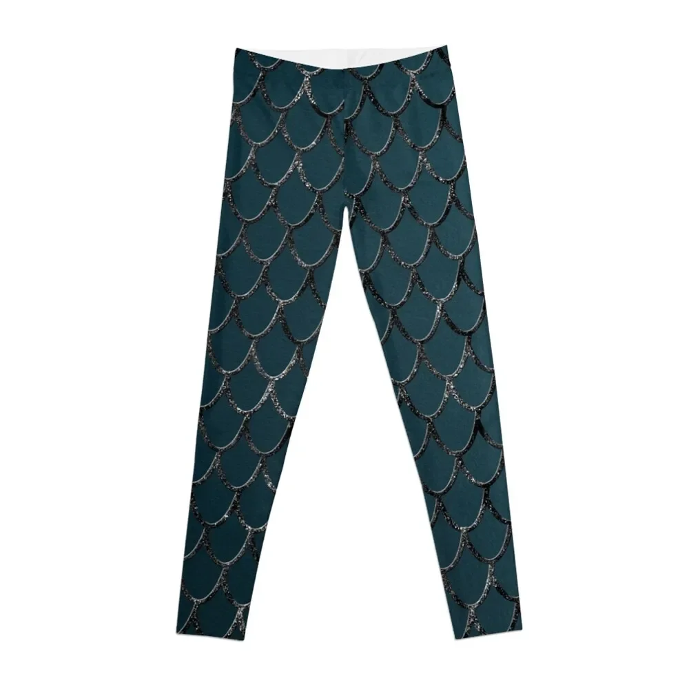 

Teal Mermaid Scales Glam #1 (Faux Glitter) #shiny #decor #art Leggings sports tennis for Sports female Womens Leggings