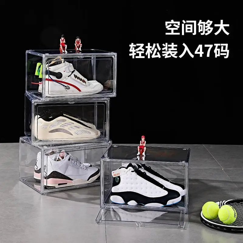 Shoe box fully transparent acrylic storage box AJ magnetic dust-proof high-top shoe box