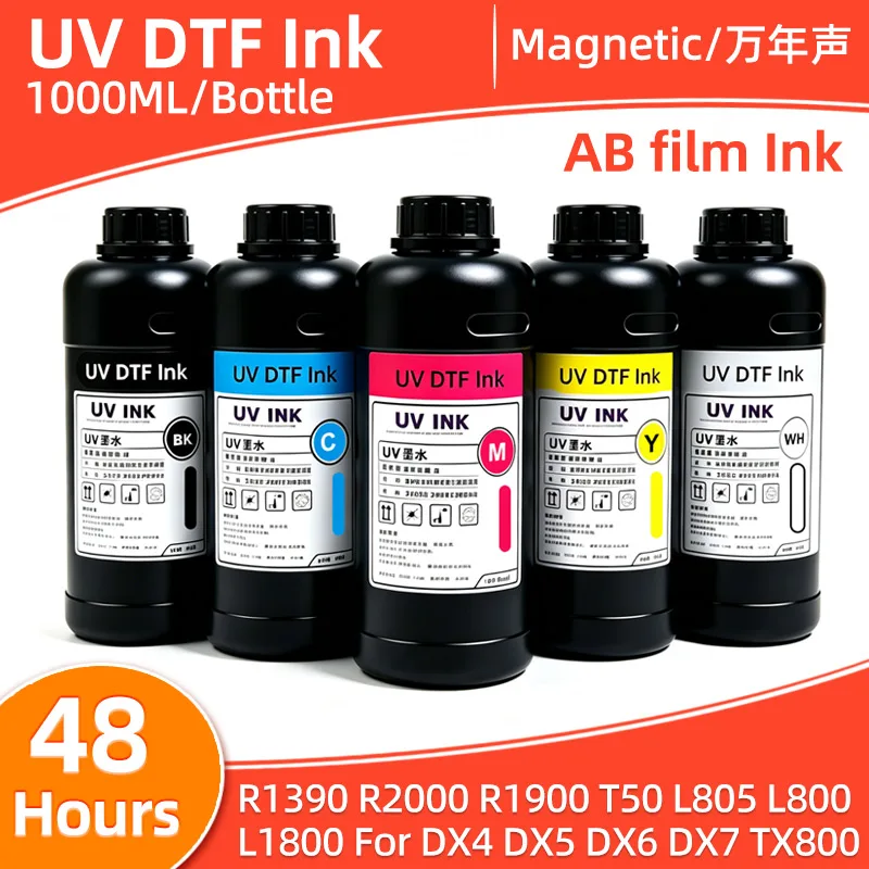 1L AB film INK UV DTF ink for EPSON R1390 R2000 R1900 T50 L805 L800 L1800 For DX4 DX5 DX6 DX7 TX800 XP600 i3200 Printhead uv Ink