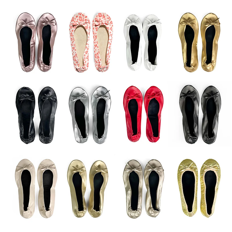 Foldable Indoor Ballet Shoes Wedding Dance Shoes Lace-free Flat Shoes Are Light and Comfortable.