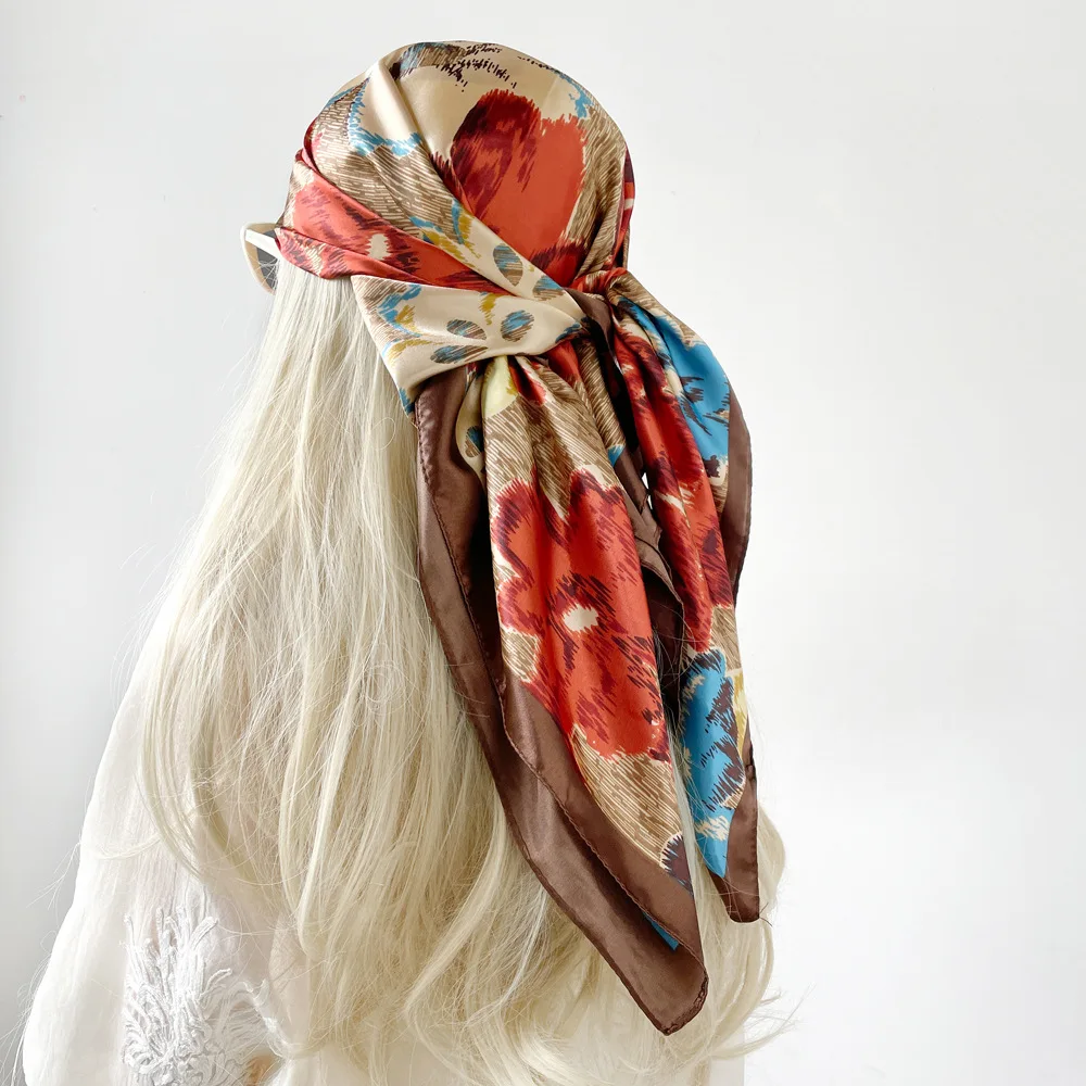 

Headscarf Satin Square Scarf Hijab Turban Luxury Neckerchief Wraps Bandana Ribbon Foulards Femme Accesories Female Hair Bands