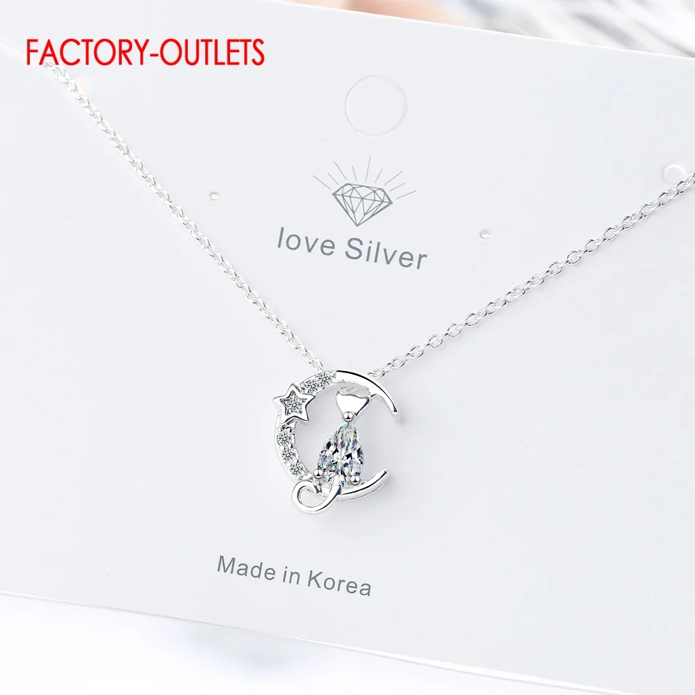 Factory Outlet Quite Good Genuine 925 Sterling Silver Necklace For Women Girls Newest Design Shiny Crystal Charm Necklace