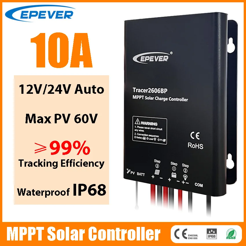 10A MPPT New series solar charger controller Tracer2606BP 12v 24v auto work EPEVER apply for lithium battery and battery